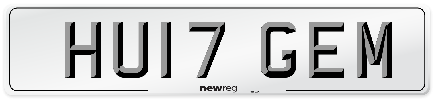 HU17 GEM Number Plate from New Reg